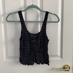 Striped Cropped Ruched Top